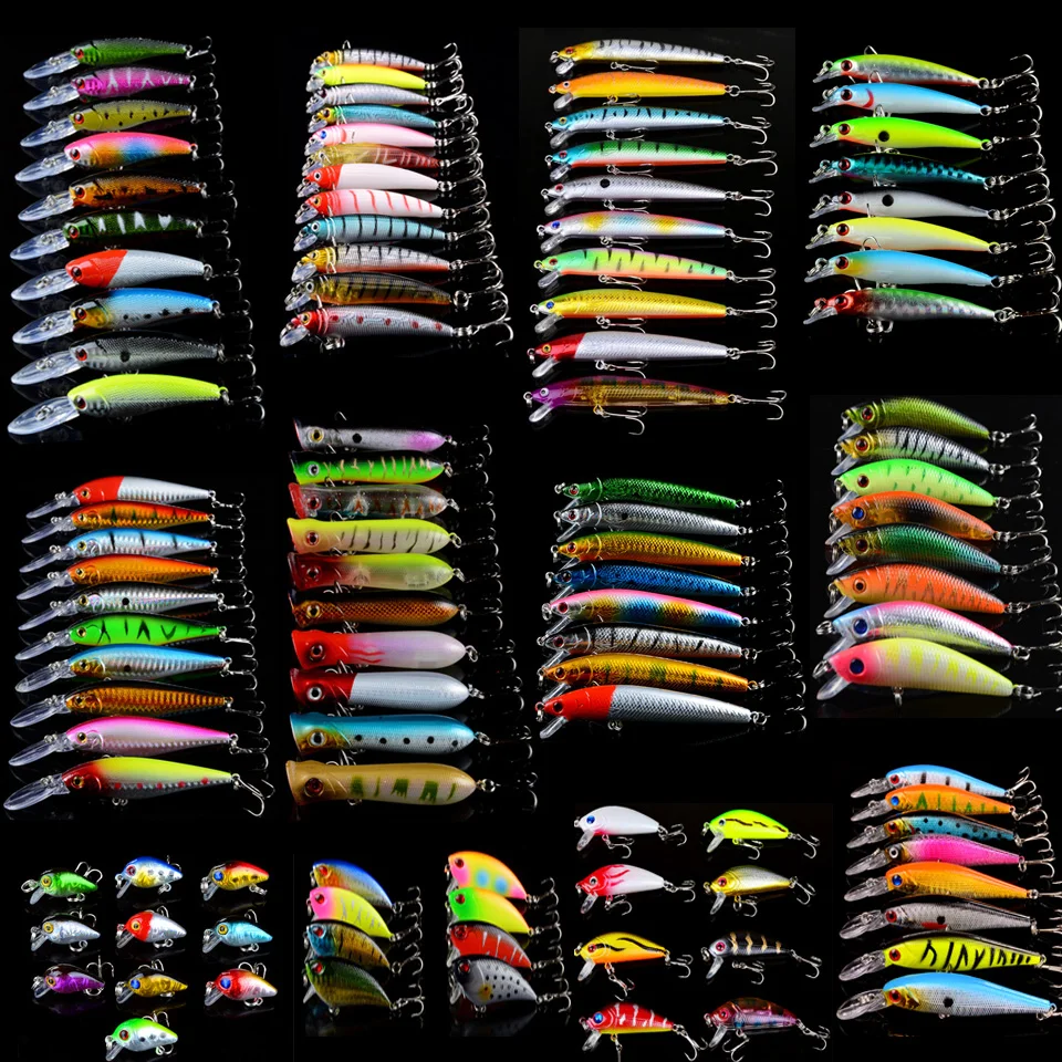 110 шт./лот твердые приманки смешанные 12 моделей рыболовные искусственные