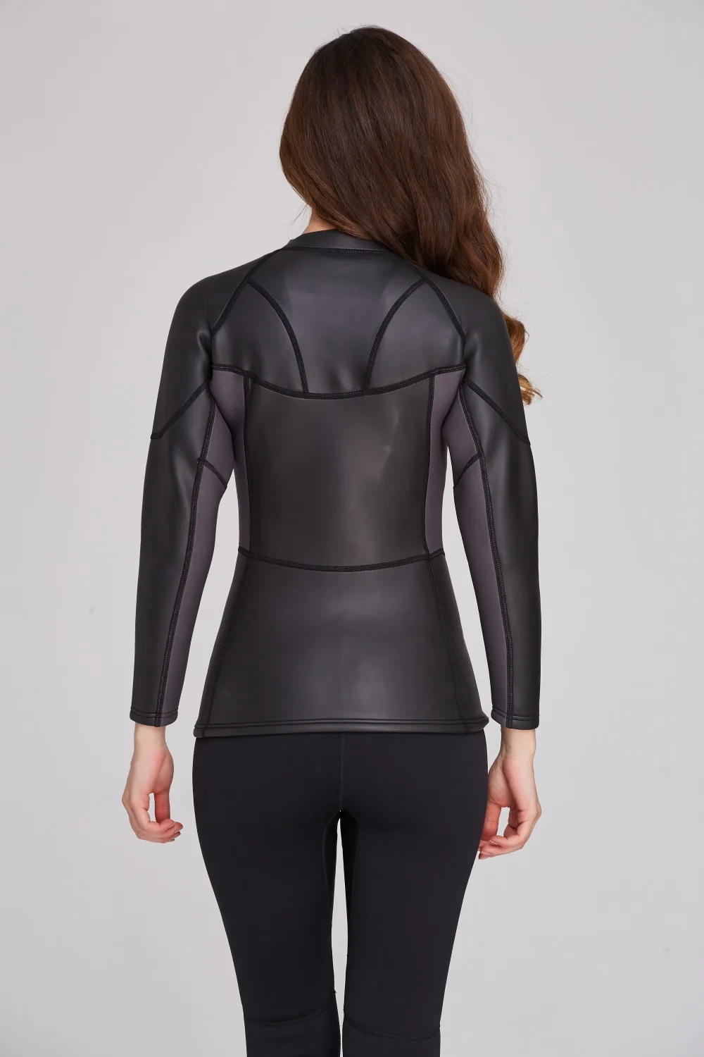 Женский гидрокостюм с длинным рукавом 2 мм черная Неопреновая куртка для