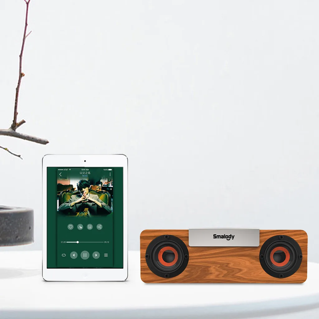 Портативный деревянный Bluetooth беспроводной динамик 3D Hi Fi стерео TWS