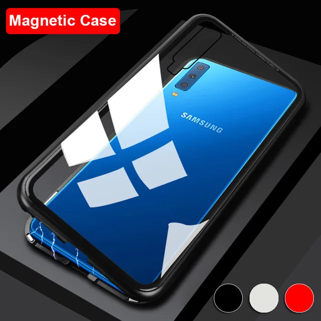 360 магнитный адсорбционный чехол для телефона Samsung A7 A9 J4 J6 2018 S9 S8 Plus S7 Edge закаленное