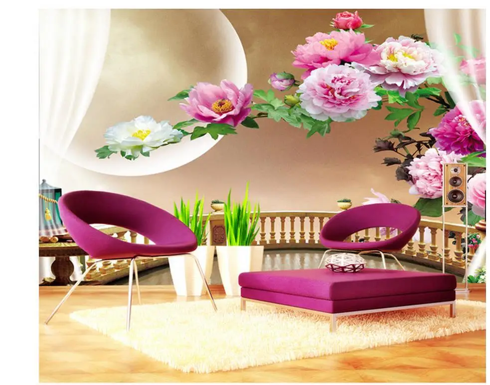 Фото обои высокое качество 3D стереоскопический ТВ диван фон росписи цветок Луна