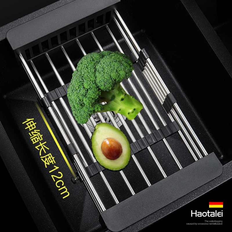 Полированная кухонная раковина из нержавеющей стали 304 черная