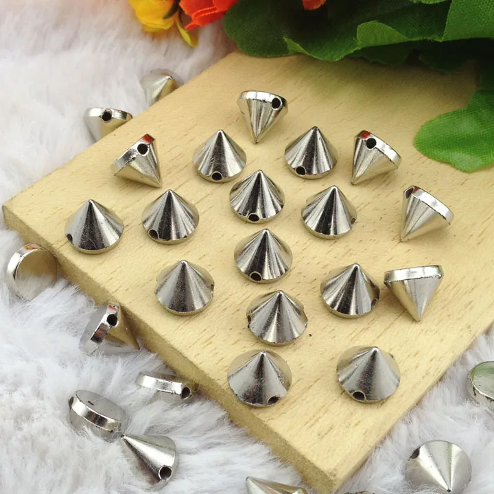 100pcs/lot 10*8mm Sewing Bullet Spikes Studs Silver Plastic Punk Rock DIY Garment Rivets For Leathercrafts tachuelas para ropa | Дом и сад