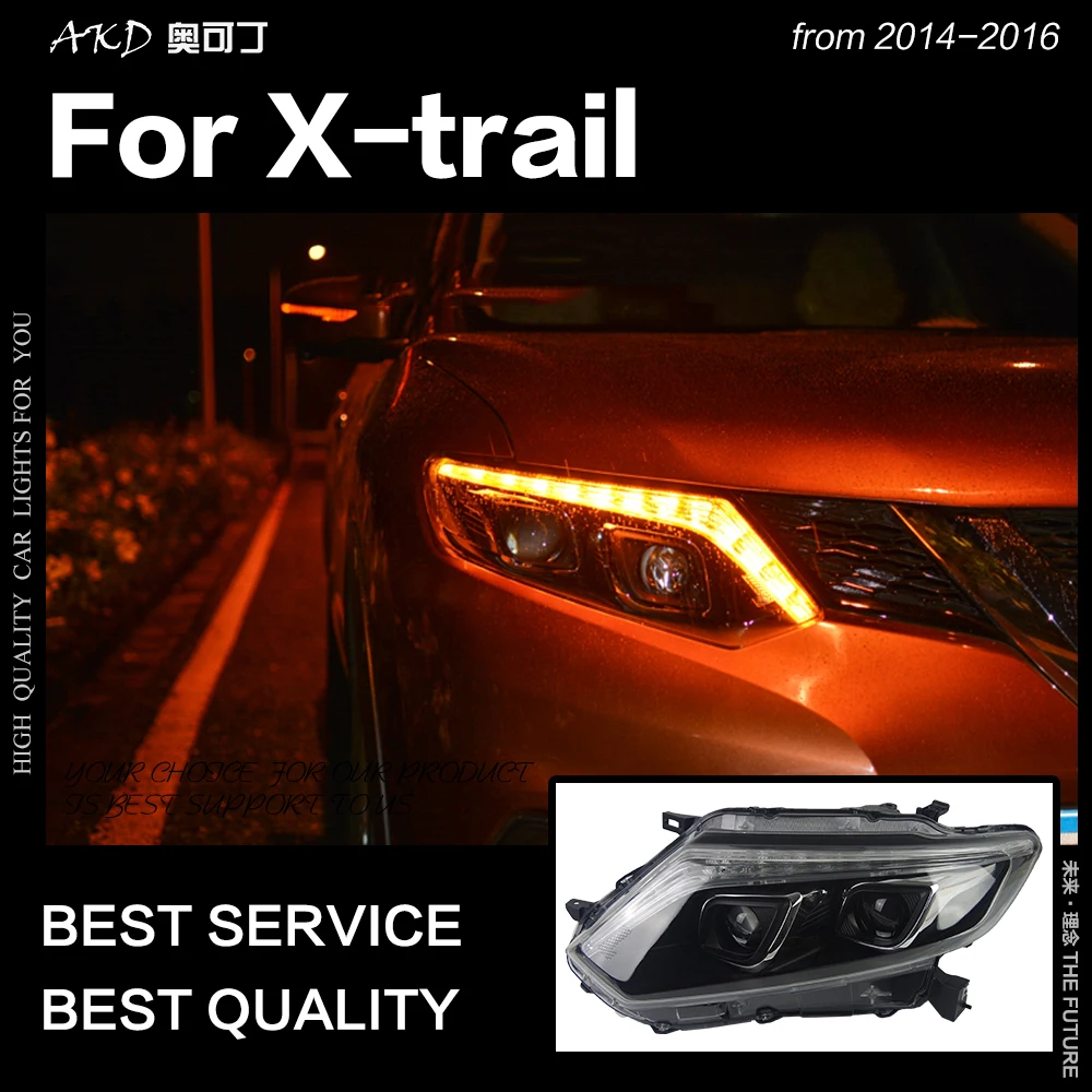 AKD автомобильные стильные фары для Nissan X-trail Rouge светодиодный фонарь- DRL Hid опция Головной фонарь Ангел глаз луч аксессуары