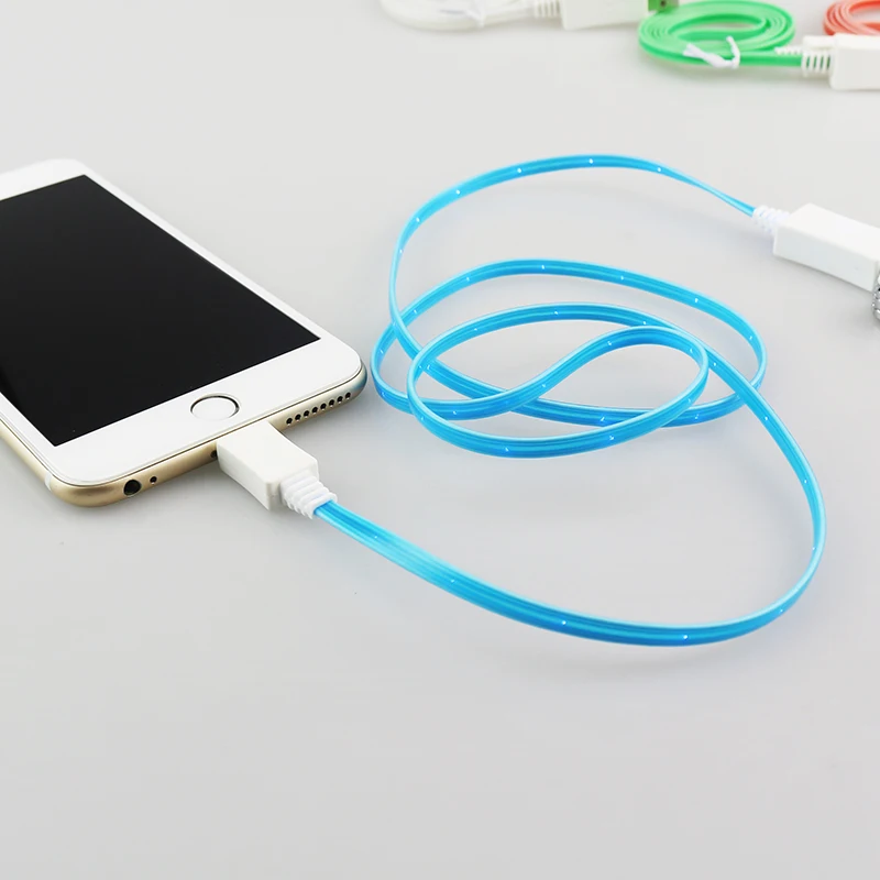 

Micro USB Bright Data Line Cable Colorful emitting Charge Wire Led Luminous Tube USB Charging Cable 1M For iPhone 6S Android LED