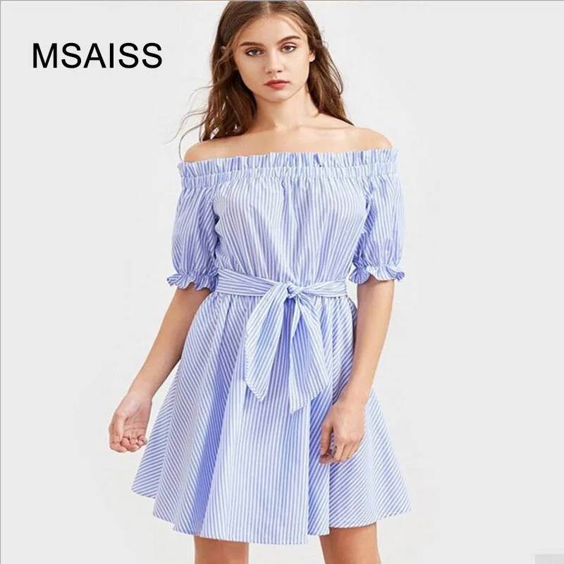 Msaiss 2017 Для женщин летние шифоновое платье Мода Slash Средства ухода за кожей Шеи
