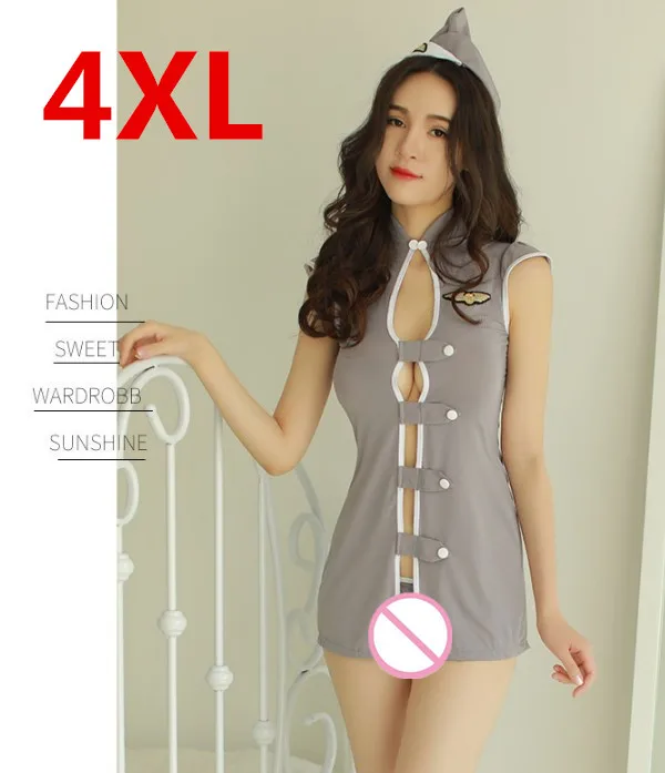 Горячая Распродажа сексуальная кукла плюс размер 4 XXXXL белье сексуальный косплей Air стюардесса эротический костюм нижнее белье большой размер