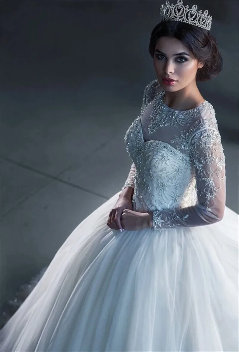 Роскошные Блестки из бисера мусульманский арабский Свадебное Платье Пол Длина