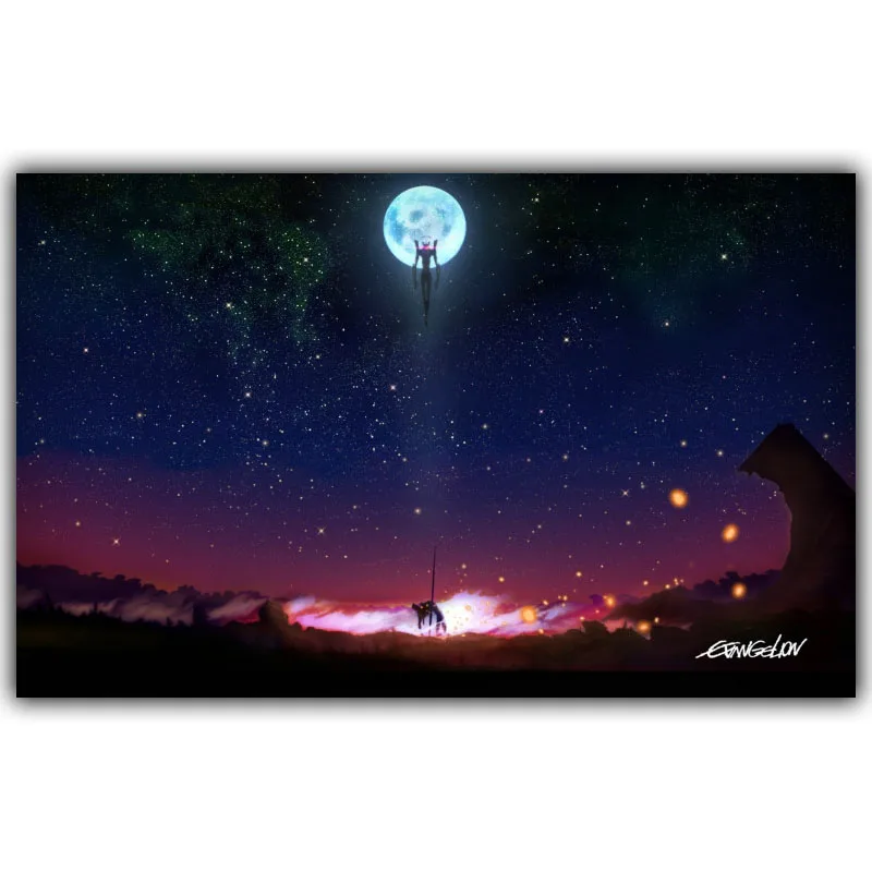 Неоновый Genesis Evangelion плакат популярный классический японский аниме домашний декор Шелковый плакат картина принт Декор стены 30x48 см 50x80 см