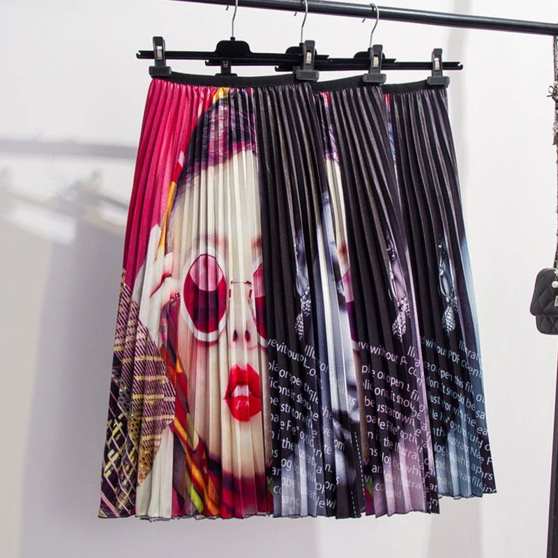 Женская Плиссированная Юбка-миди в полоску длинная трапециевидная юбка до