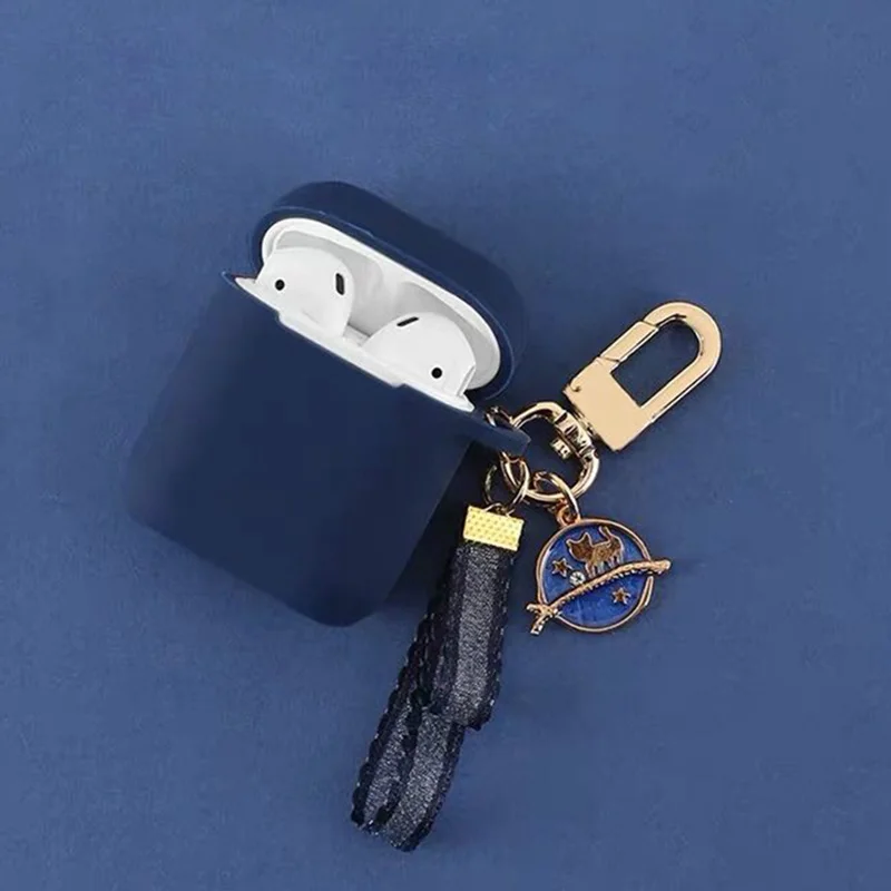 Для Apple AirPods чехол с милым котом и Луной силиконовый мультяшный чехол для наушников s для Airpods 1 2 Аксессуары Защитная крышка брелок подарки