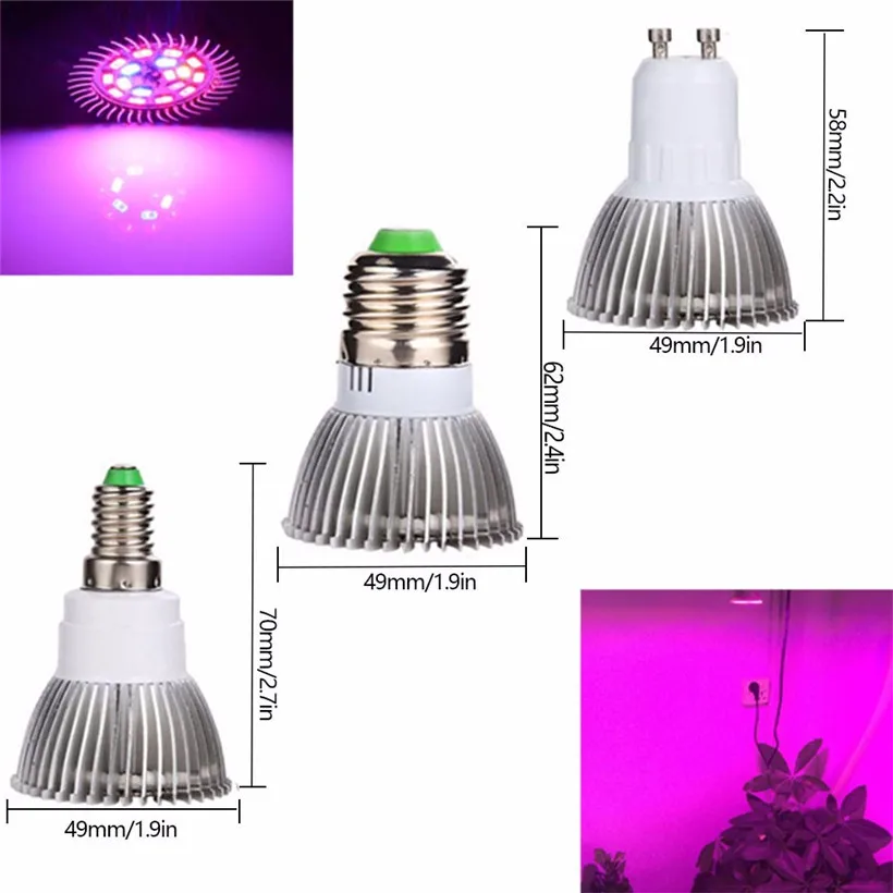 Горячая Распродажа светодиодный светильник для выращивания лампа E27 E14 GU10