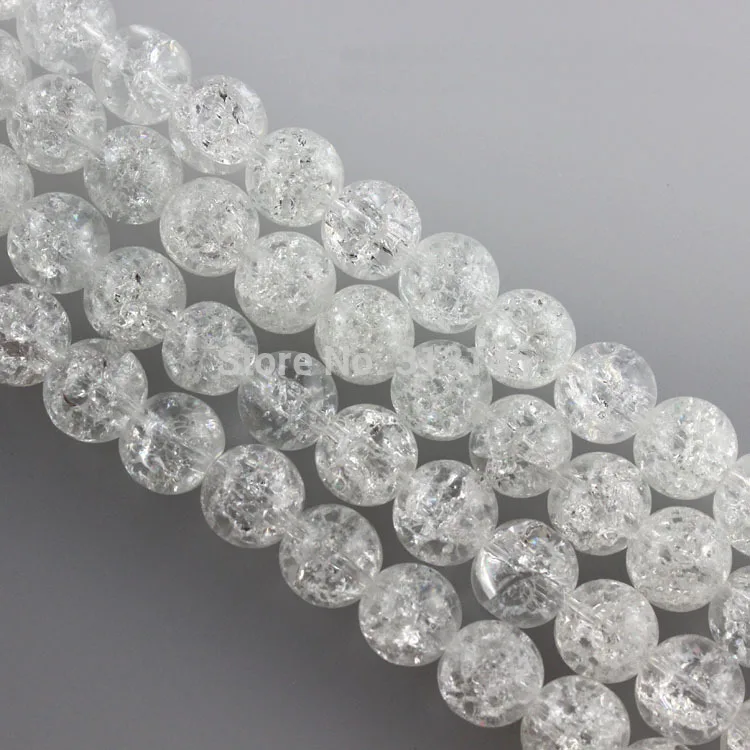 WhiteCracked Crystal Натуральный ассорти смешанный драгоценный камень круглые свободные нитяные каменные бусины для DIY ожерелье браслет Изготовление ювелирных изделий Размер на выбор 4 6 8 10 12 14 мм - Цвет: WhiteCracked Crystal