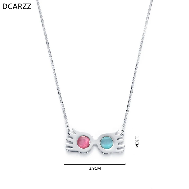 

Luna Lovegood Glasses Necklace Ravenclaw Angel Opals Pendant for Women Gift Vintage Jewelry Halloween Party Cosplay Costume