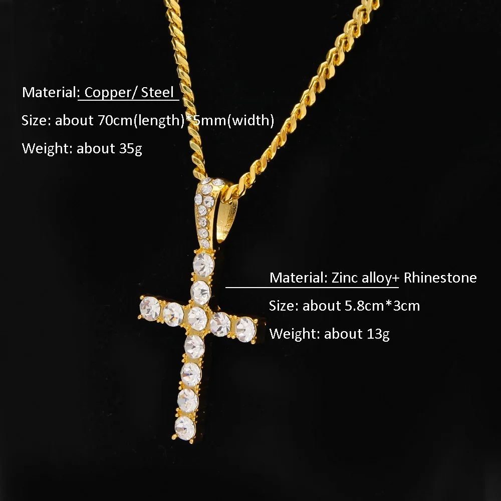 Мужская Цепочка с кристаллами в стиле хип хоп|Ожерелья подвеской| |