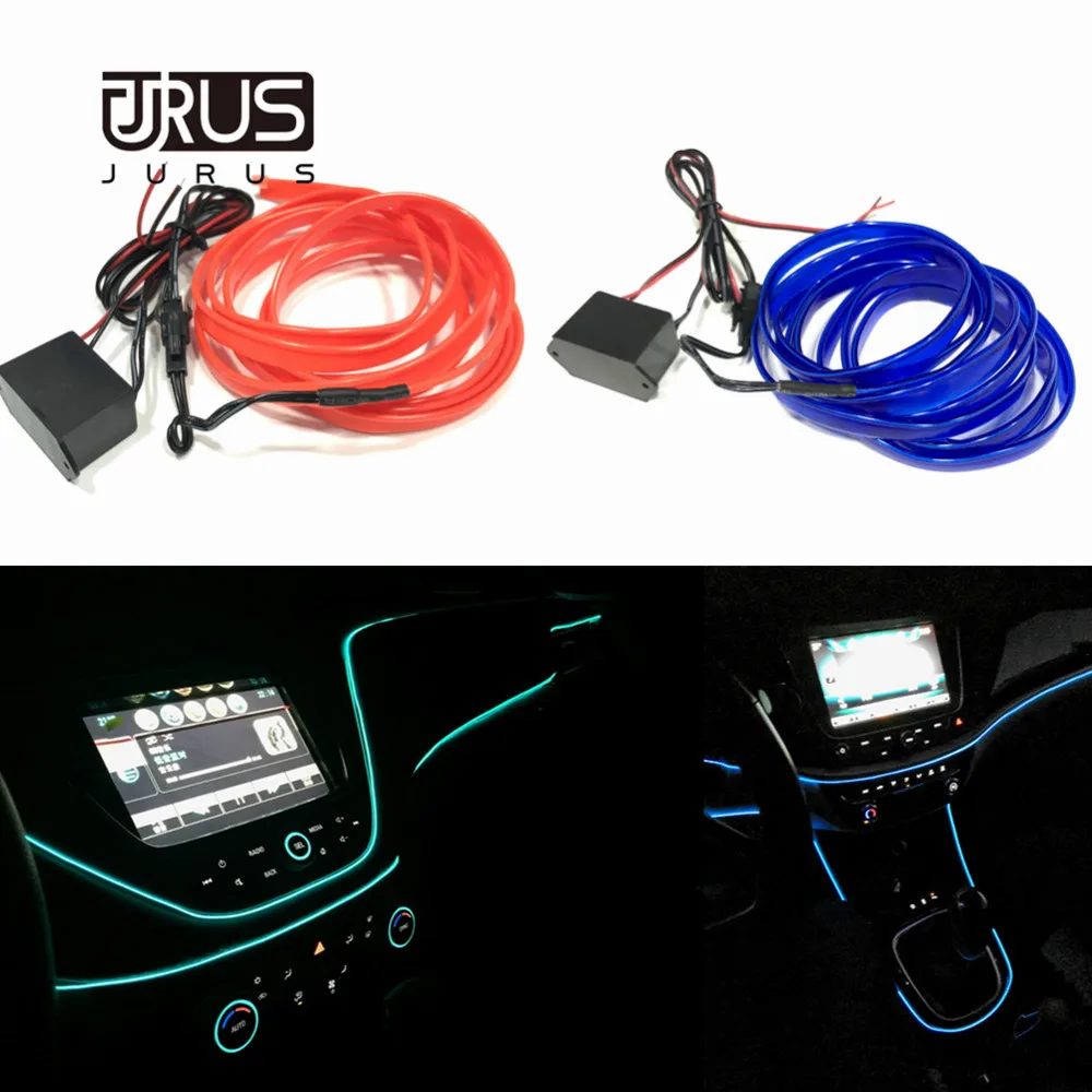 

JURUS 2Meter EL Cold Light Ambient Light Car Interior Foot Light Decoration EL Wire Sew Flexible Led Neon Strip 12V Inverter