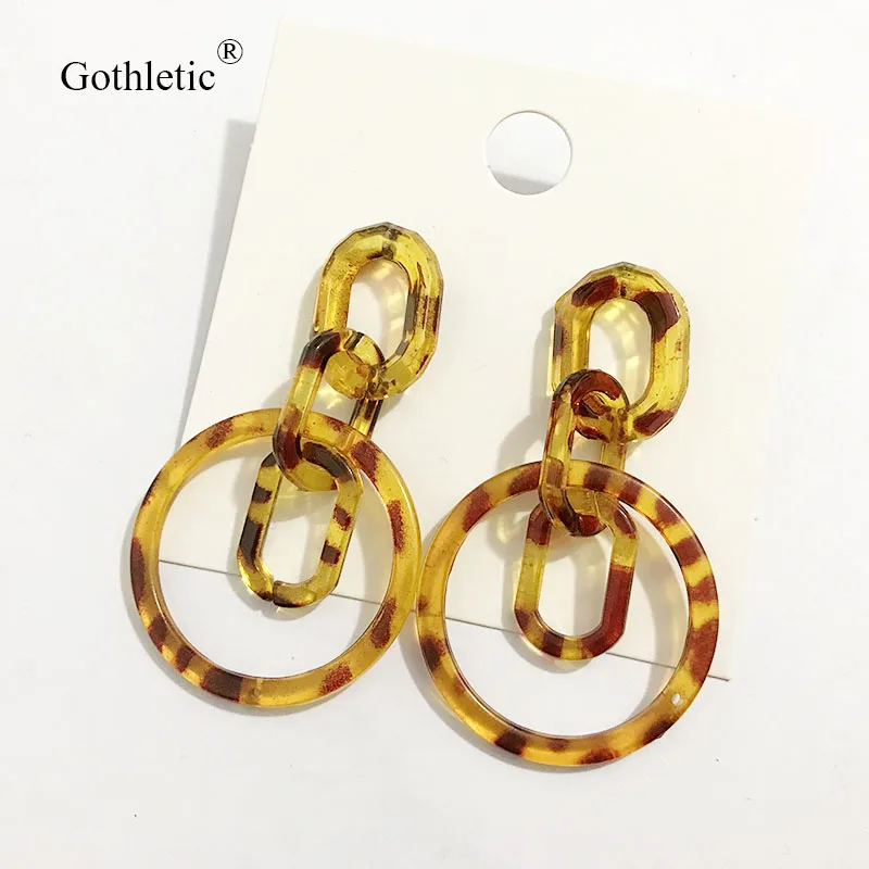 Женские леопардовые серьги-подвески Gothletic Пластиковые висячие серьги с цепочкой