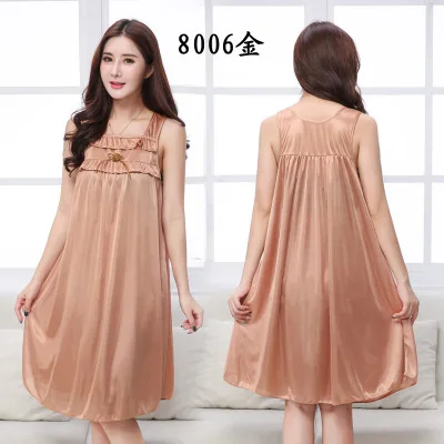 nightdress gold Летняя шелковая ночная рубашка женская пижама Женская атласная ночная рубашка размера плюс Ночная рубашка Дамская домашняя одежда для сна L XL XXL XXXL 4XL - Цвет: nightdress gold