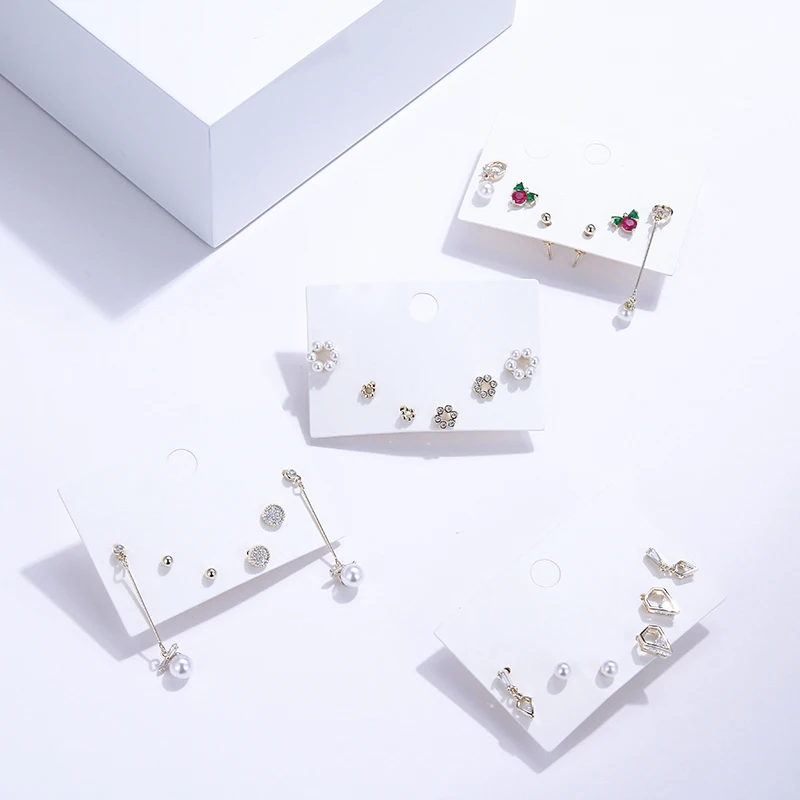 Yhpup Trendy Exquisite Bling CZ Copper Stud Earrings Imitation Pearls Rhinestone S925 Jewelry for Girl Women Party Jewelry
