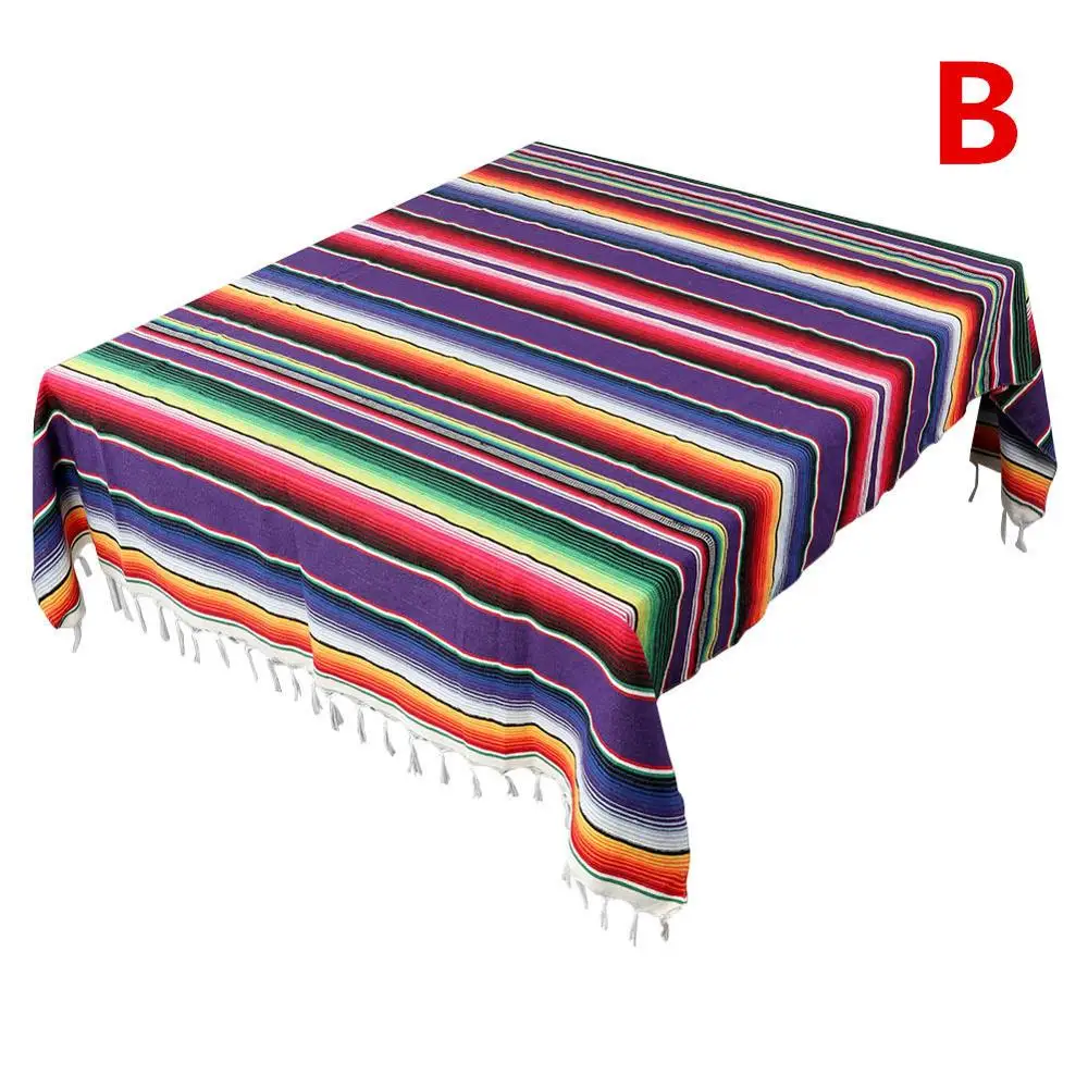 B OurWarm 150X215 см хлопковая прямоугольная скатерть для мексиканских вечерние украшения на свадьбу, красочное мексиканское одеяло, покрытие на стол для улицы - Цвет: B