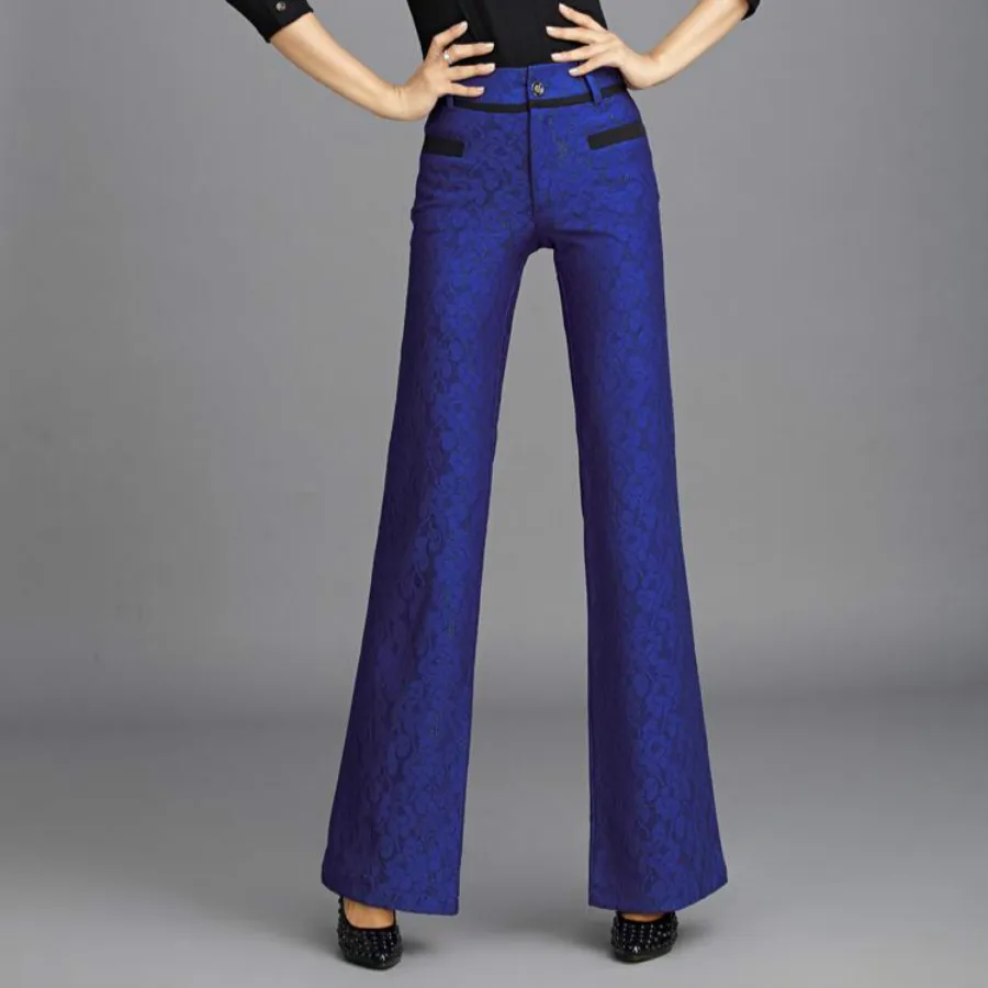 

Новинка 2019, весенне-осенние модные повседневные кружевные женские расклешенные брюки большого размера для девочек, одежда 79080