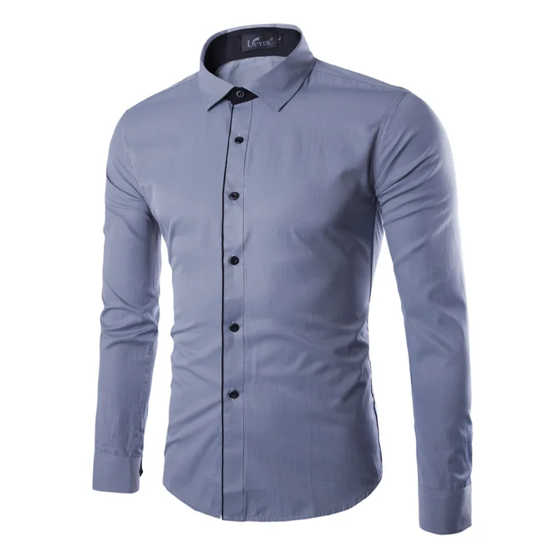 Лоскутное мужское платье и повседневные рубашки тонкий фитнес spring Весна Осень