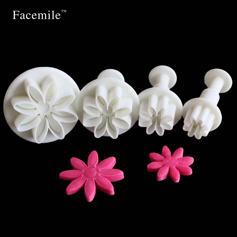 

Cake Baking Cookie Mold Fondant Cake Tools 4Pcs Daisy Cake Biscuit Sugarcraft Cookies Plungers Paste Cutter Tools 01062