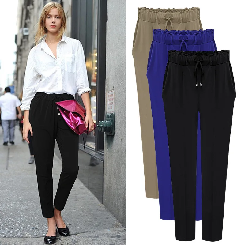 Летняя одежда для беременных женщин M... Женские шаровары размера плюс XXXXL черные