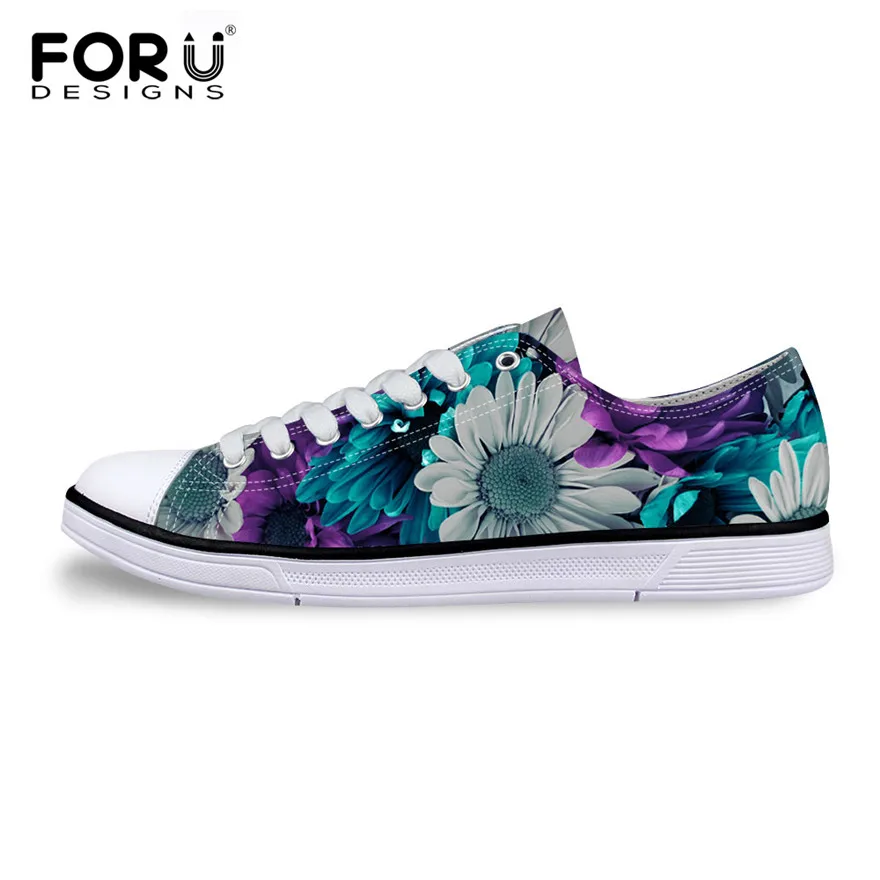 Кроссовки женские с низким верхом Вулканизированная подошва цветочным