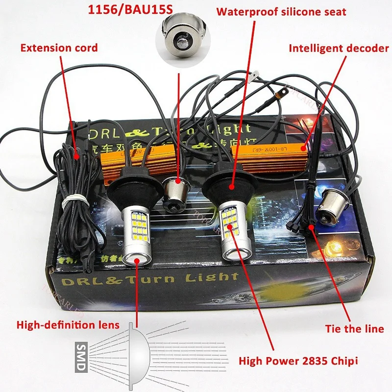 2X Bau15S 1156 P21W S25 42Smd переключатель задний светодиодный Белый Drl и Янтарный указатель
