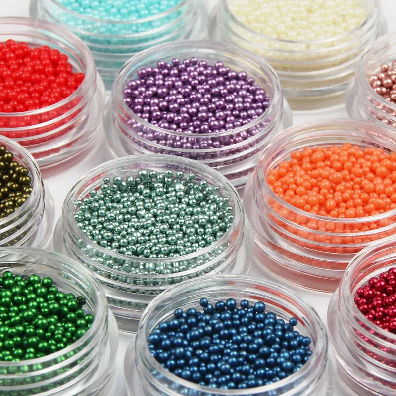 12 шт./лот цветные разноцветные бусины для ногтей икра стеклянные художественные