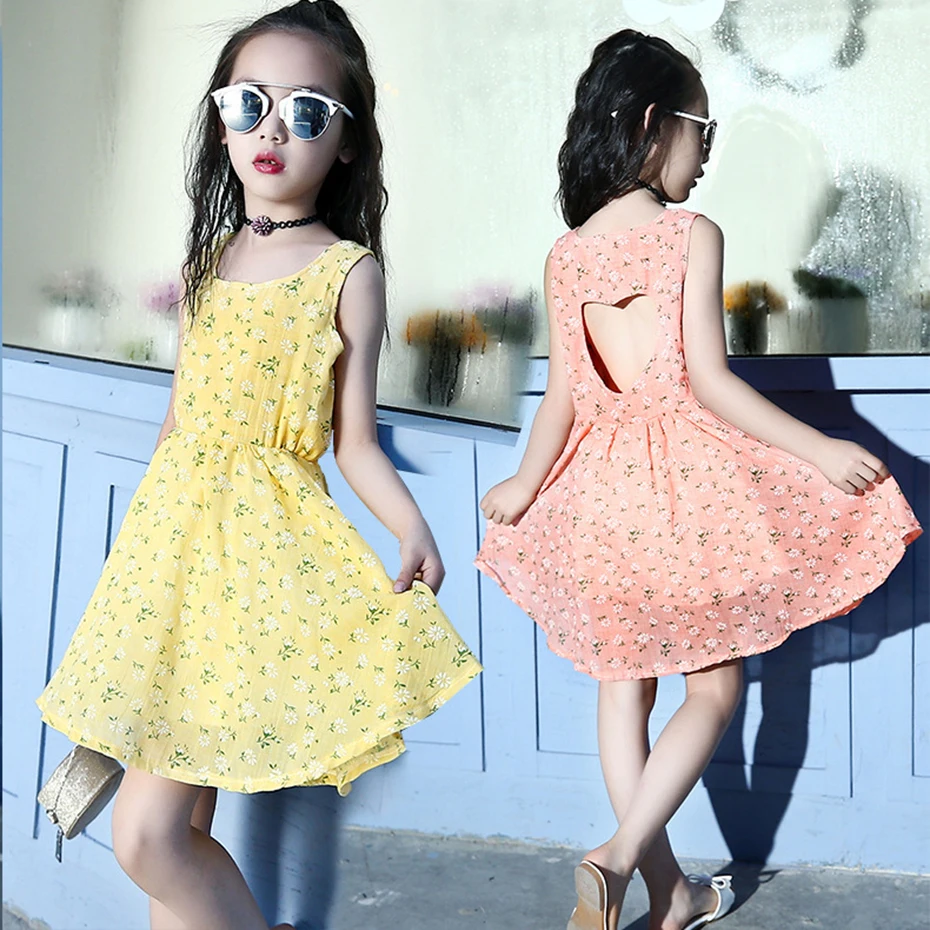2019 new girl summer dress floral print children's clothing teen princess 6 8 10 12 14 years | Детская одежда и обувь