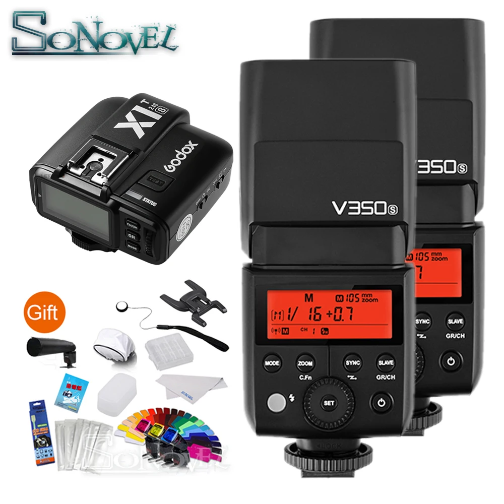 Вспышка для камеры 2x Godox V350S TTL HSS 1/8000s со встроенной литий ионной батареей 2000 мАч и