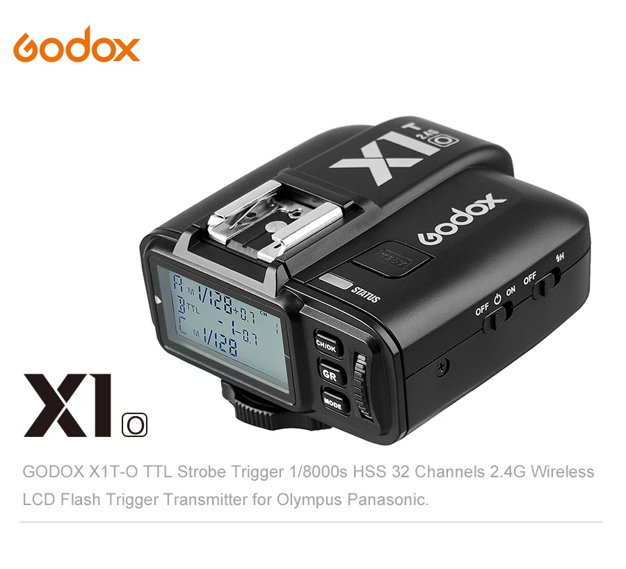 Godox X1T-O 2,4G Беспроводной ttl триггер стробоскопа 1/8000s HSS 32 channelslcd трансмиттер триггер для вспышки для цифровой камеры Olympus Panasonic
