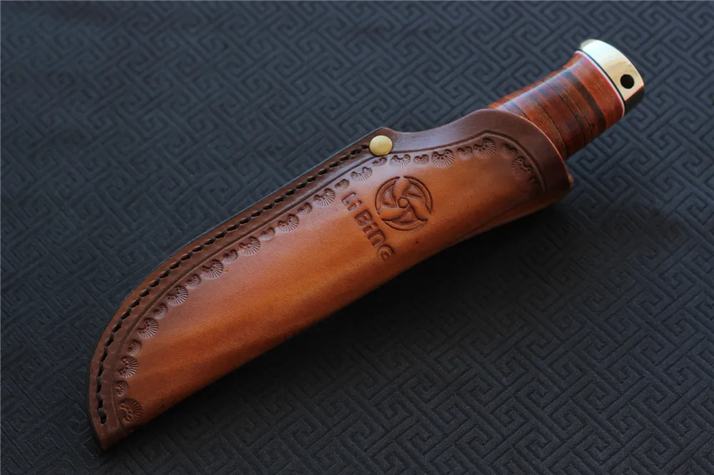 LiBing маленький песок питон с фиксированным лезвием лезвие ножа: D2 Ручка: кожа Медь