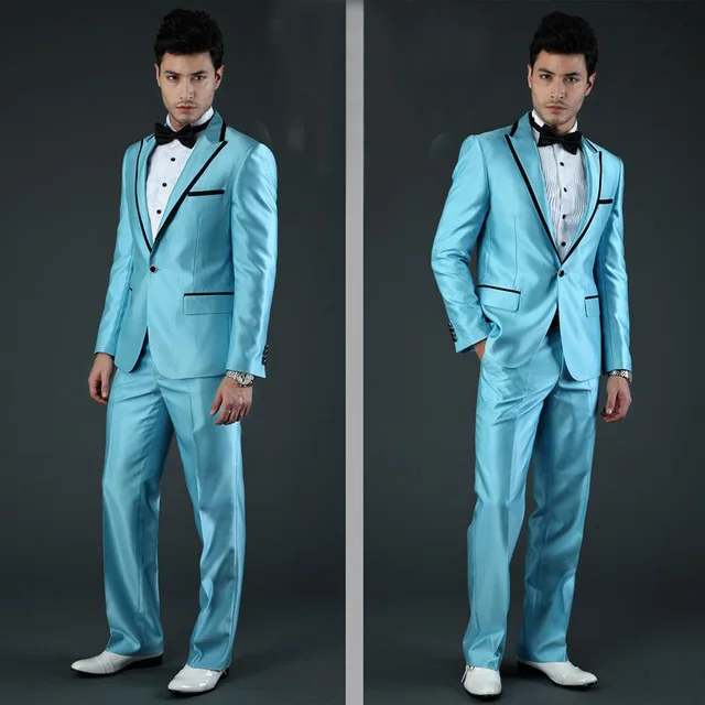 2019 Men's Shiny Stylish Suits Fashion Formal Men's Wedding Business Tuxedo Suits 2 Pieces Custom Made Suits Jacket Pants Set