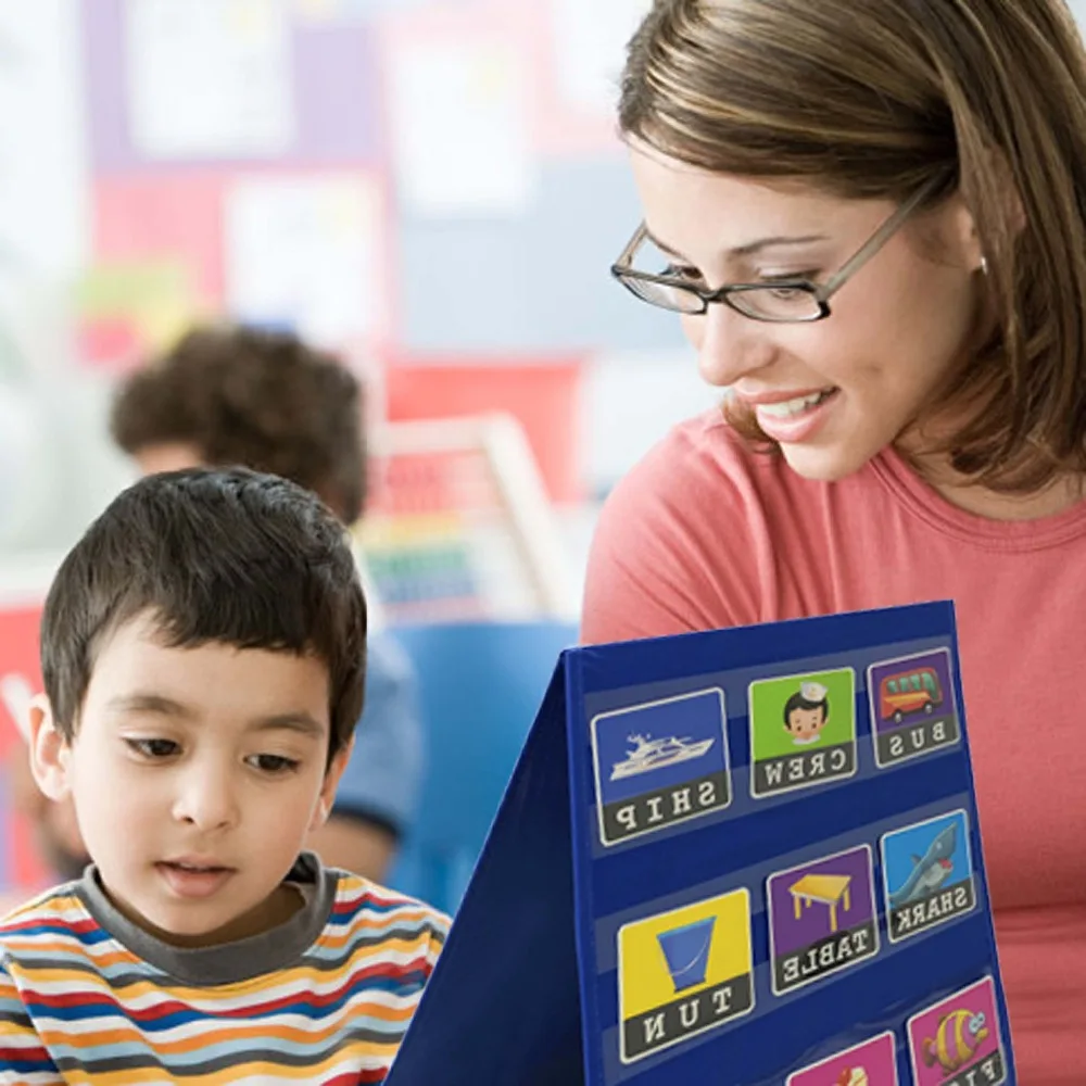 Godery Magnetic Desktop Tabletop Pocket Chart Stand, Double Sided Small Pocket Chart for Classroom Home (15