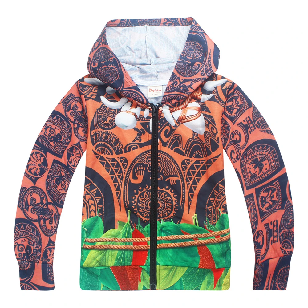 Куртка с капюшоном для мальчиков и девочек тонкая кофта принтом принцессы Моана