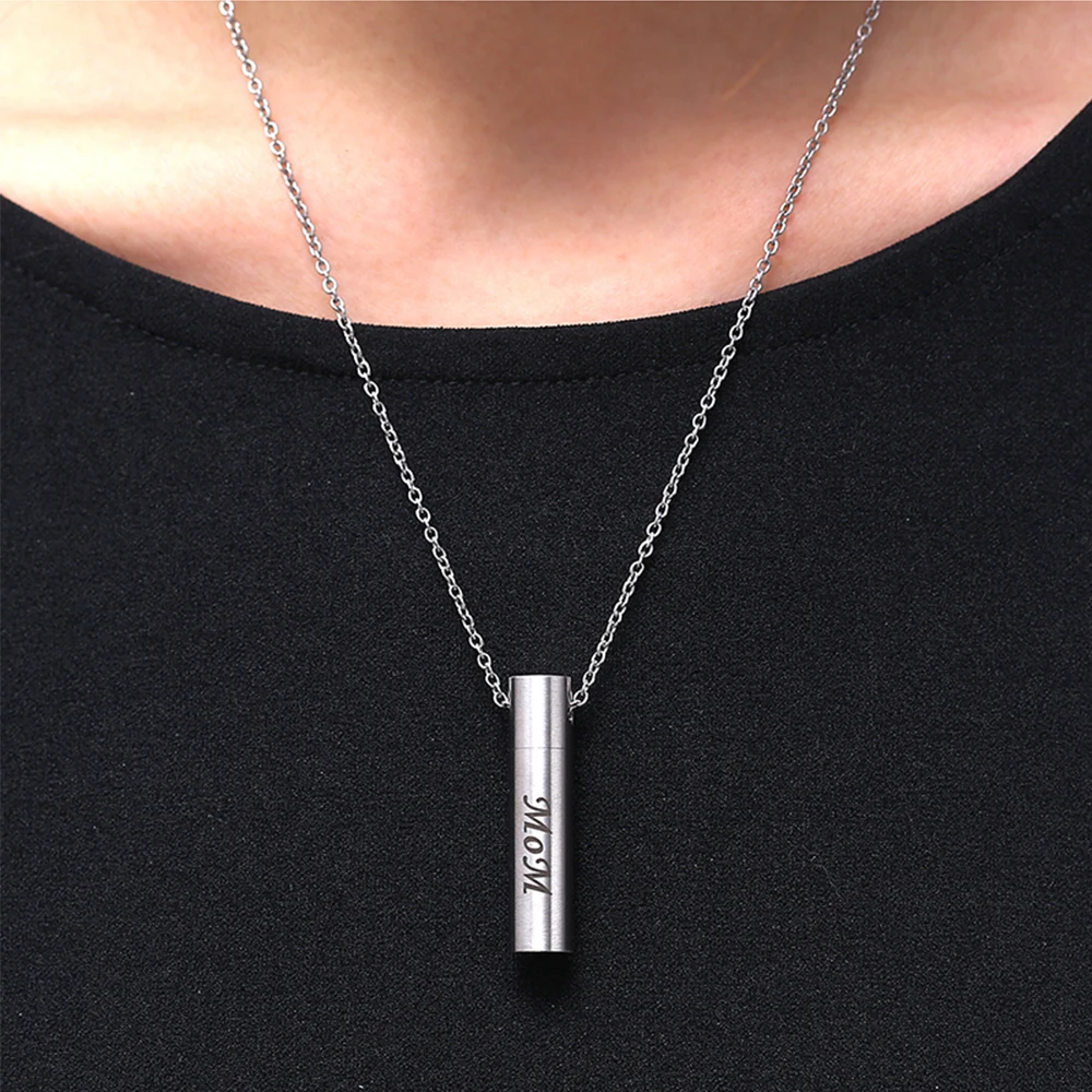 Нержавеющая сталь кулон кремационной урны Мини Pet урна сувенир ожерелье цилиндр