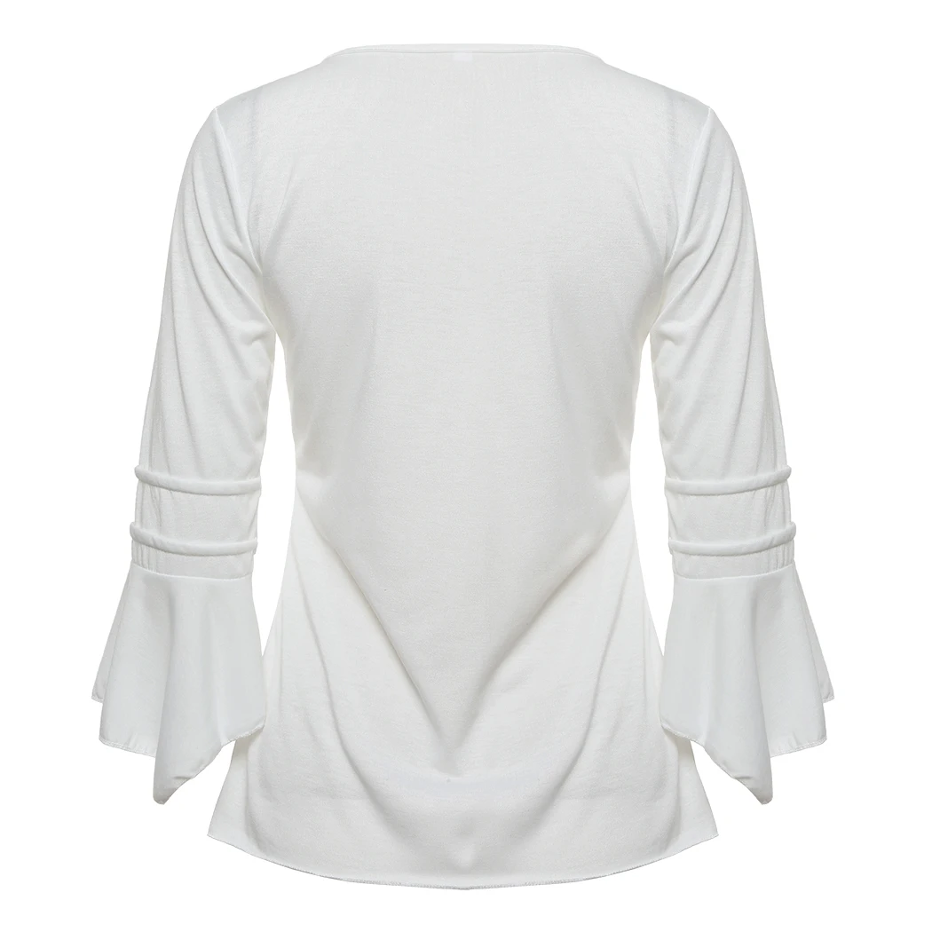 Элегантная Летняя женская блузка с рюшами 2018 и топы в Корейском стиле рукавом до