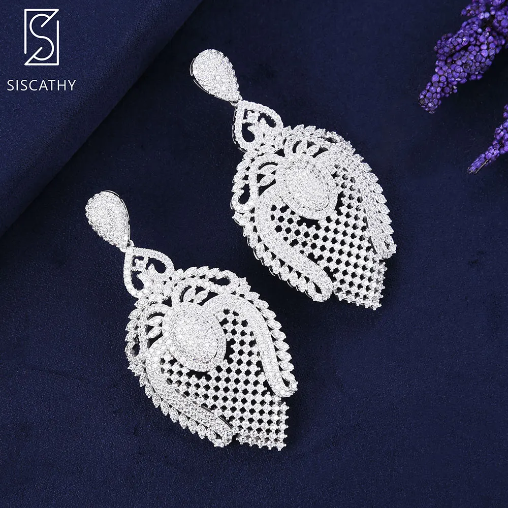 SISCATHY Роскошные полые серьги в виде капли воды крупные с кубическим цирконием ААА
