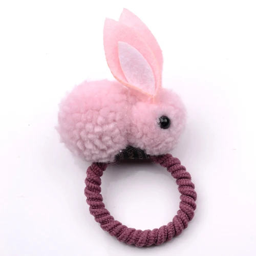 rubber band Pink 1 шт Новые дети милый кролик повязки на голову заколки для волос с фигурками животных плюшевый кролик с ушами заколки для волос девушки аксессуары для волос - Цвет: rubber band Pink