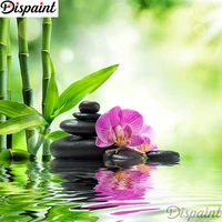 dispaint full squareround drill 5d diy diamond painting orchid stone landscape embroidery cross stitch 3d home decor a11552