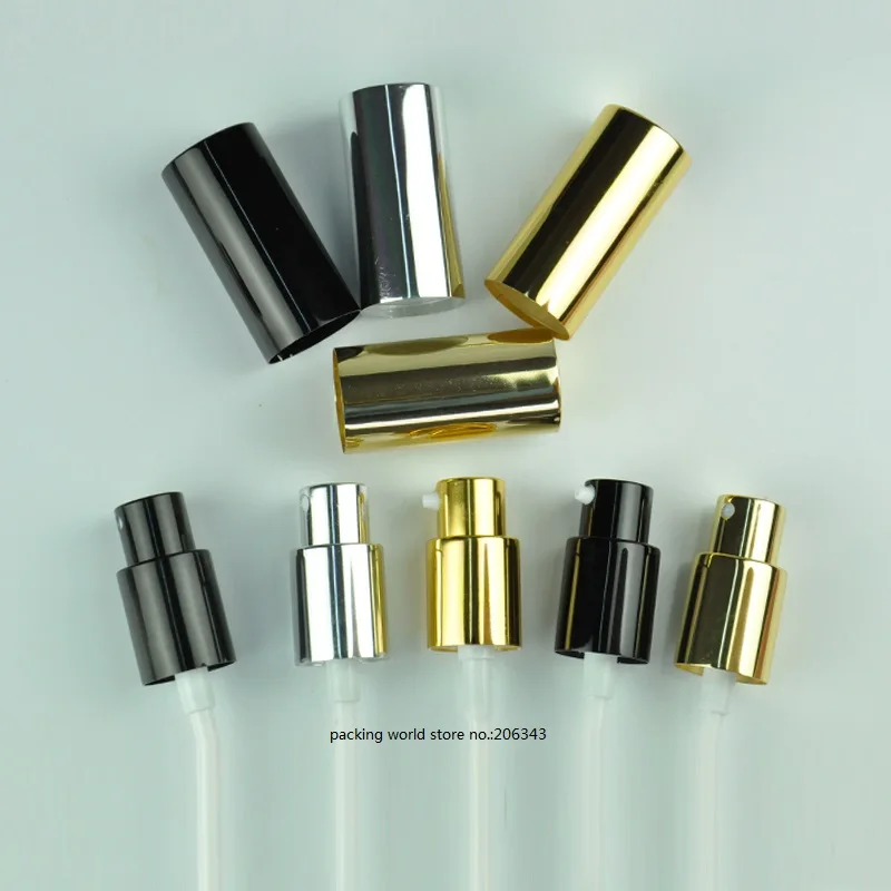 18MM  gold/black/silver aluminum lotion press pump fine mist sprayer 5ml/10ml/15ml/20ml/30ml/50ml/100ml for essential oil bottle