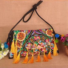 Online Sales women bags Folk handmade tassel crossbody bags Vintage canvas embroidery shoulder Travel bags