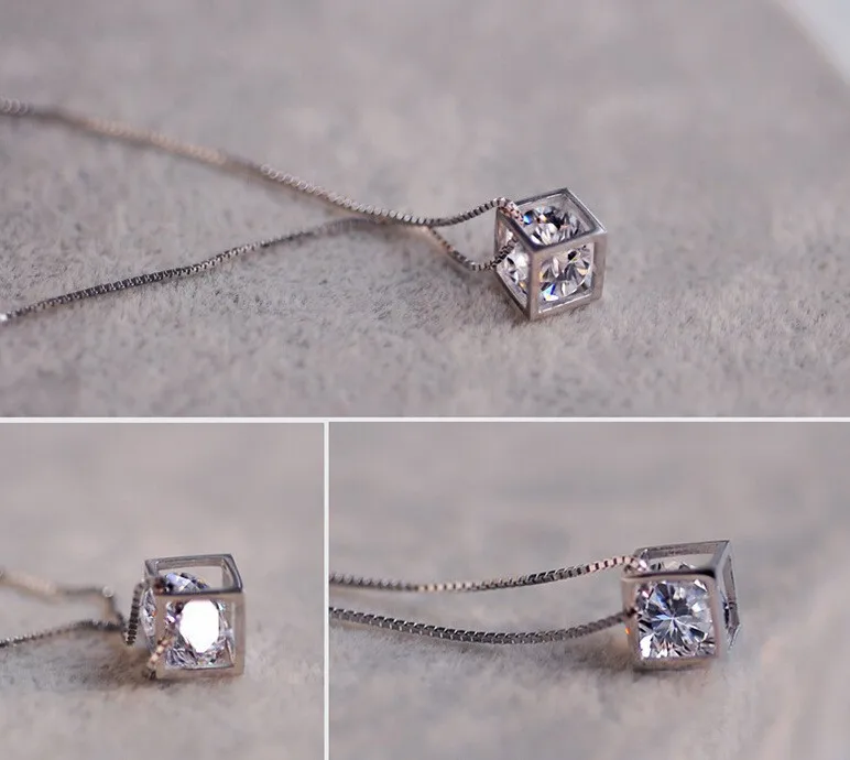 Новая мода, романтическое серебро 925, магический куб, сердце и стрелы, ожерелье s& Кулоны, циркон внутри, колье, ожерелье для женщин