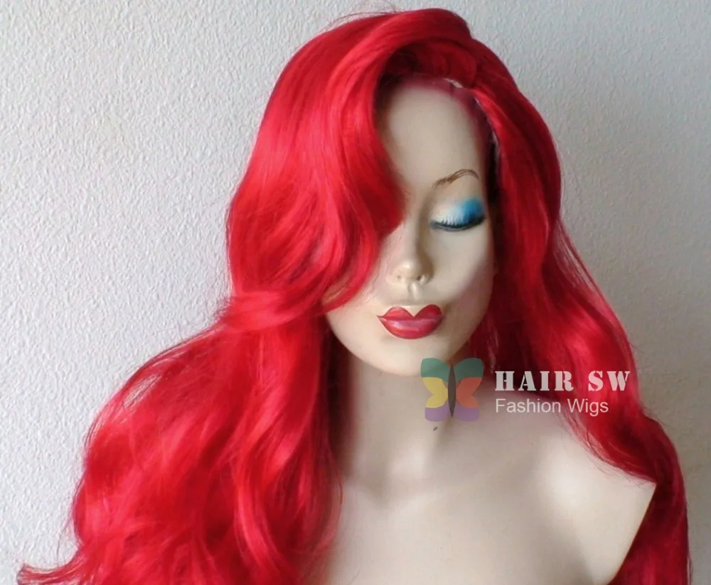 HAIR SW длинные женские волнистые синтетические волосы косплей парик Красный с большой заменой челки термостойкий кролик парик для Хэллоуина Вечерние
