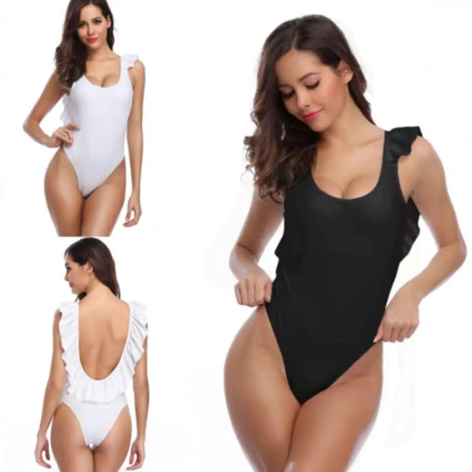 Женский цельный купальник KayVis однотонный бразильский монокини с волнистой