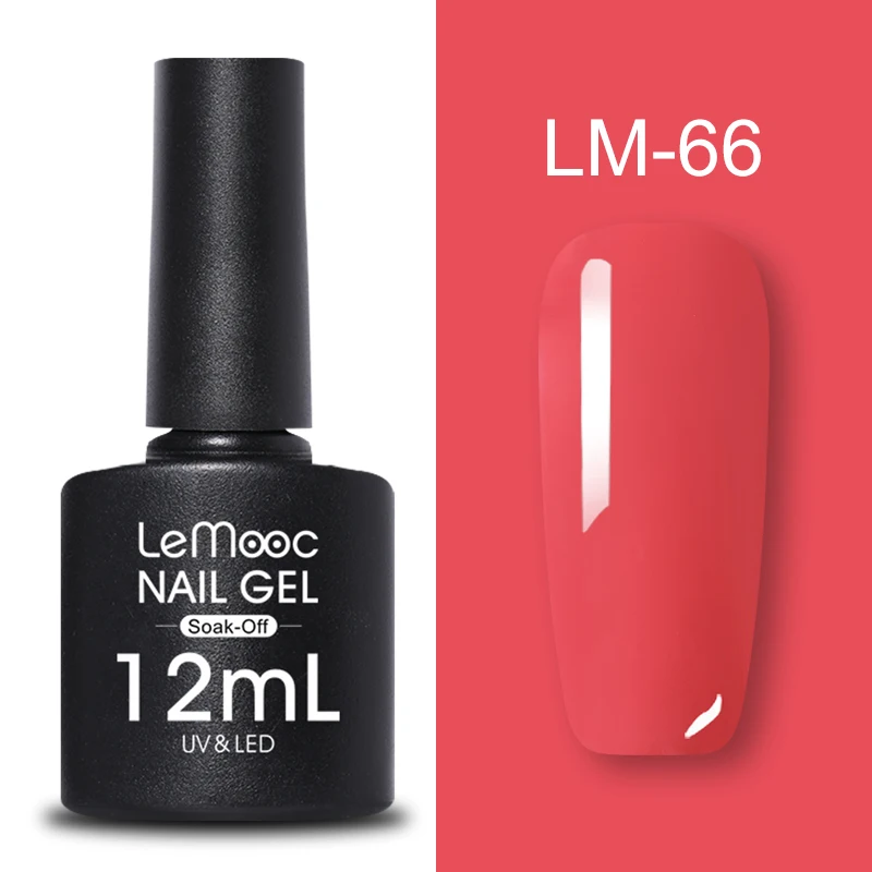 LM-66 LEMOOC, 12 мл, Цветной Гель-лак для ногтей, блестки, блестки, полуперманентный замачиваемый лак, УФ-гель, сделай сам, Гель-лак для ногтей - Цвет: LM-66