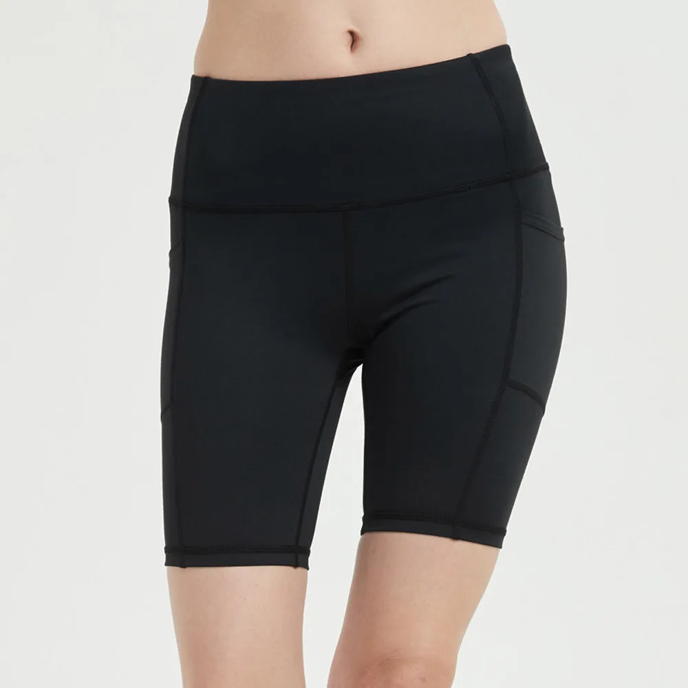 5 colors Women's fashion High Waist Pockets Tummy Workout fitness Running Sports trouser shorts feminino black white | Женская